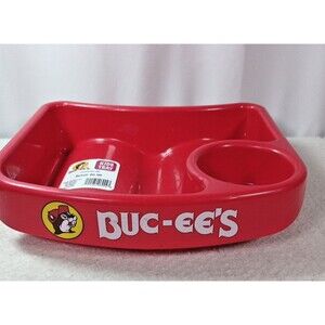 Buc-ee’s Kids Meal/Snack Tray With Built In Cup Holder Red Plastic Bucees Logo